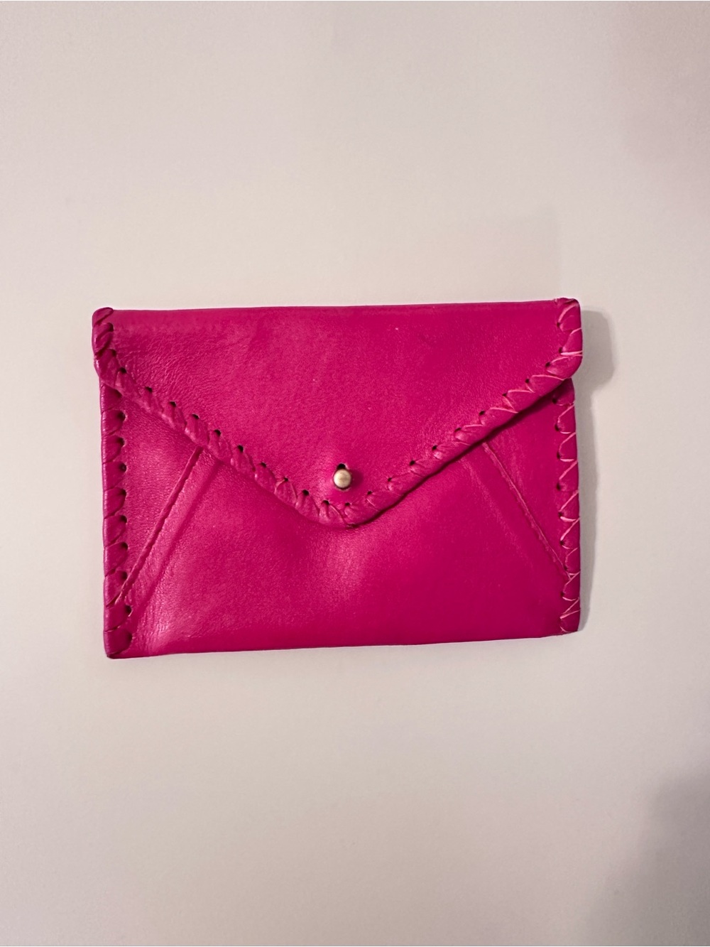 Cleobella Hot Pink Envelope Leather Wallet / Card Holder